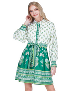 Joy Joy Contrast Button Dress Fern Garden Border