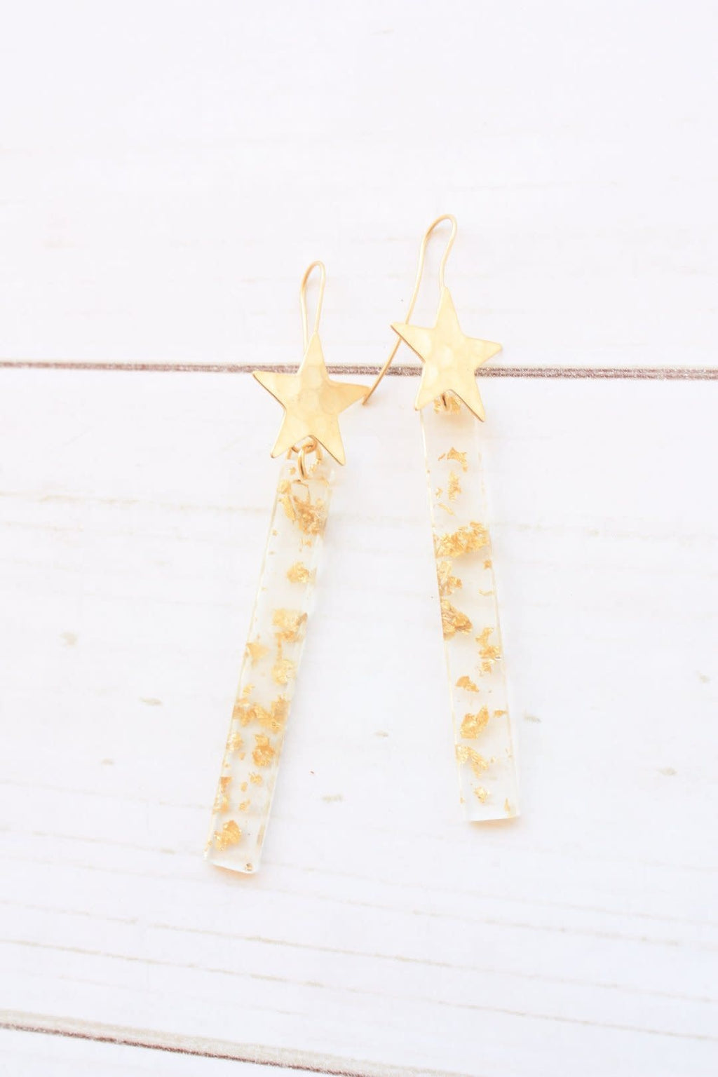 Virtue Hammered Star Bar Earrings