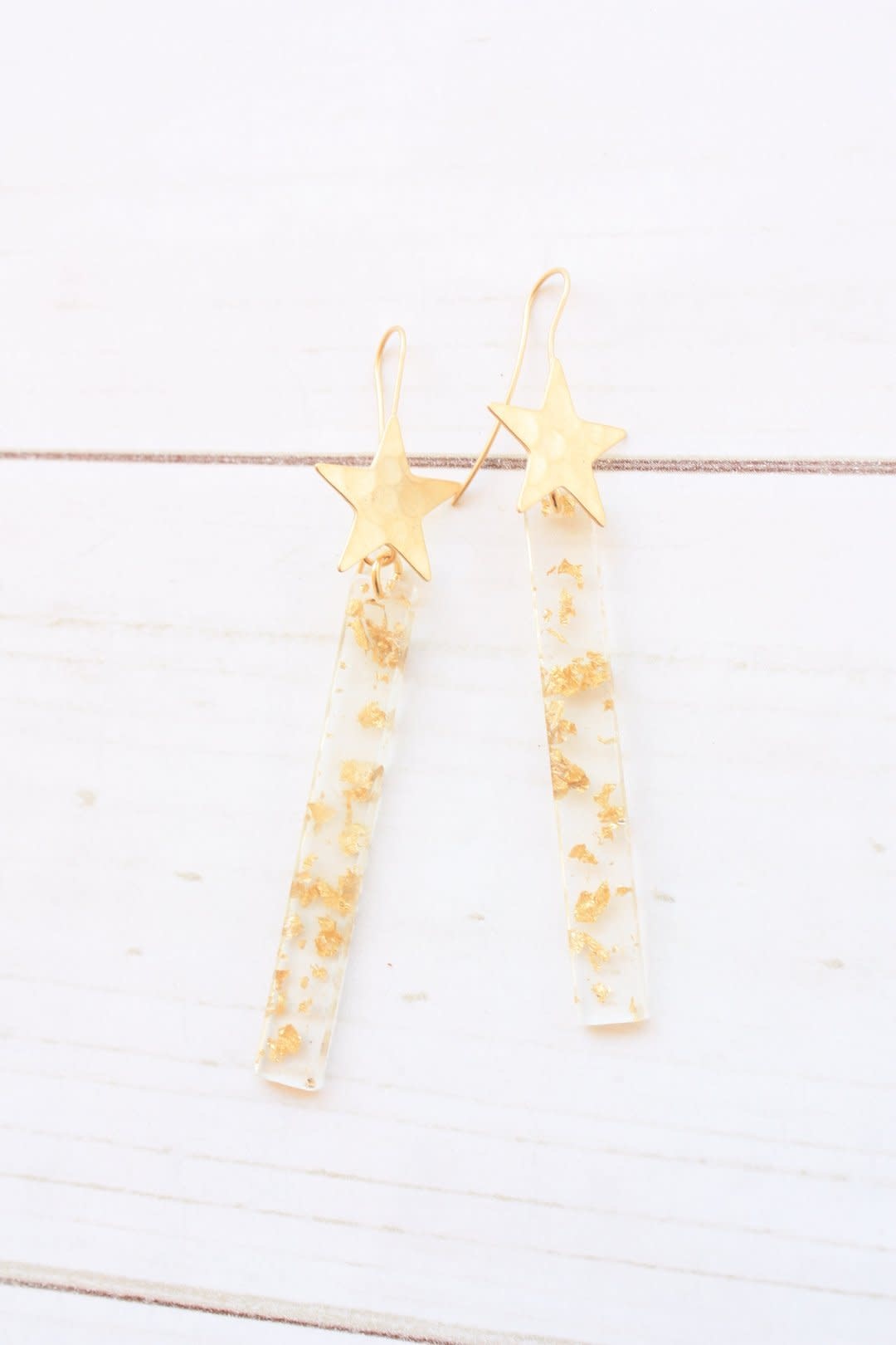 Virtue Hammered Star Bar Earrings