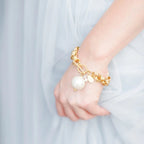 Susan Shaw Gold Double Chain with Cotton Pearl Bracelet