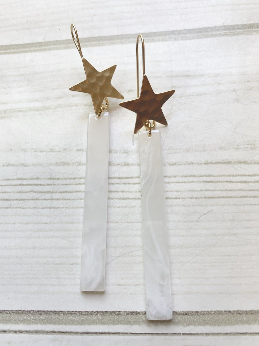 Virtue Hammered Star Bar Earrings