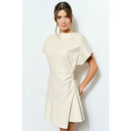 INA SS Boat Neck Leather Mini Dress