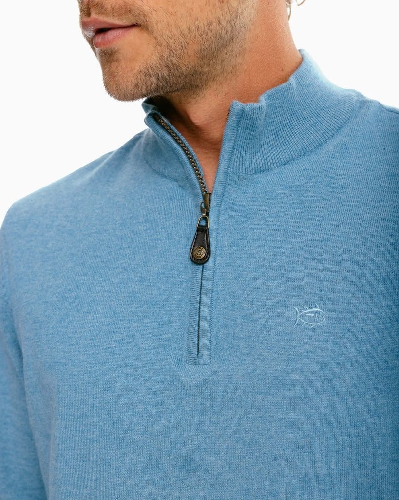 Southern Tide Jade Heather Croaker Quarter Zip Sweater