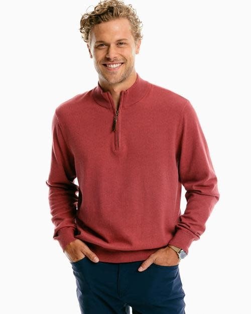 Southern Tide Jade Heather Croaker Quarter Zip Sweater