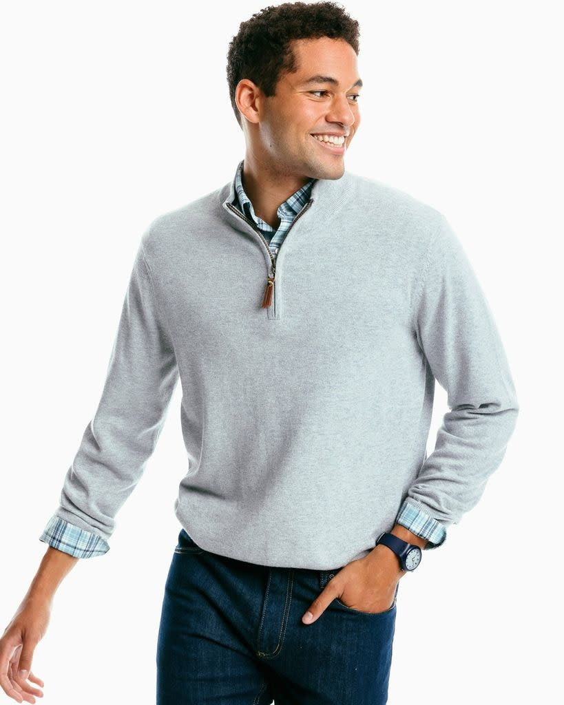 Southern Tide Jade Heather Croaker Quarter Zip Sweater