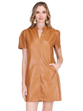 Jade Melody Tam Vegan Leather Pocket Chemise Dress