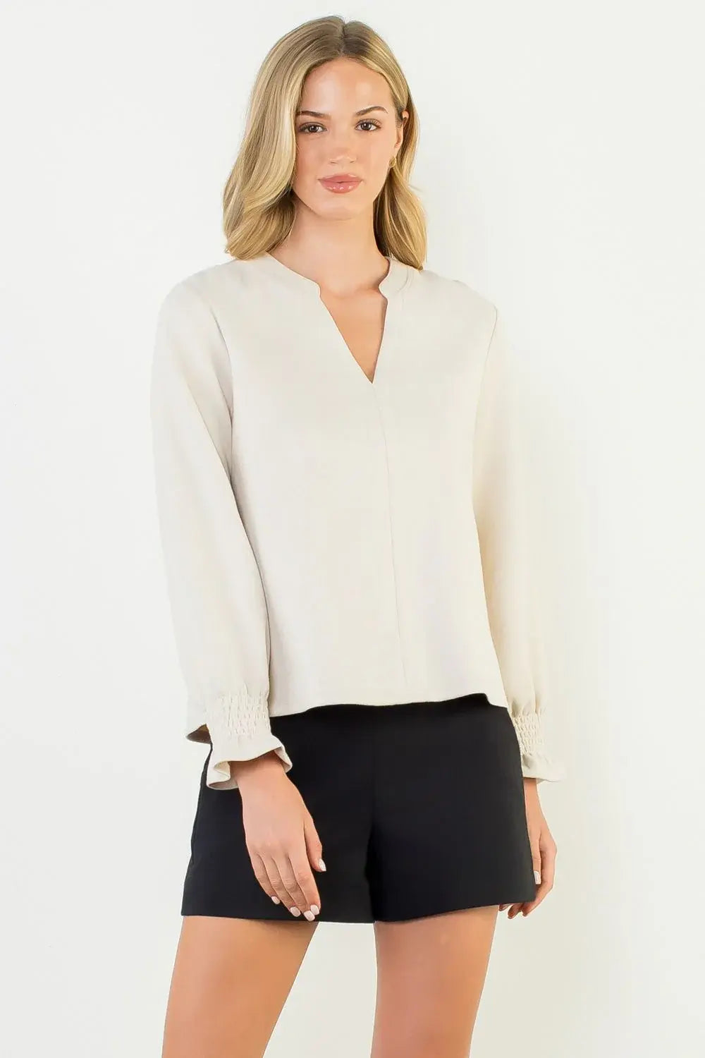 THML L/S Suede V-Neck Top