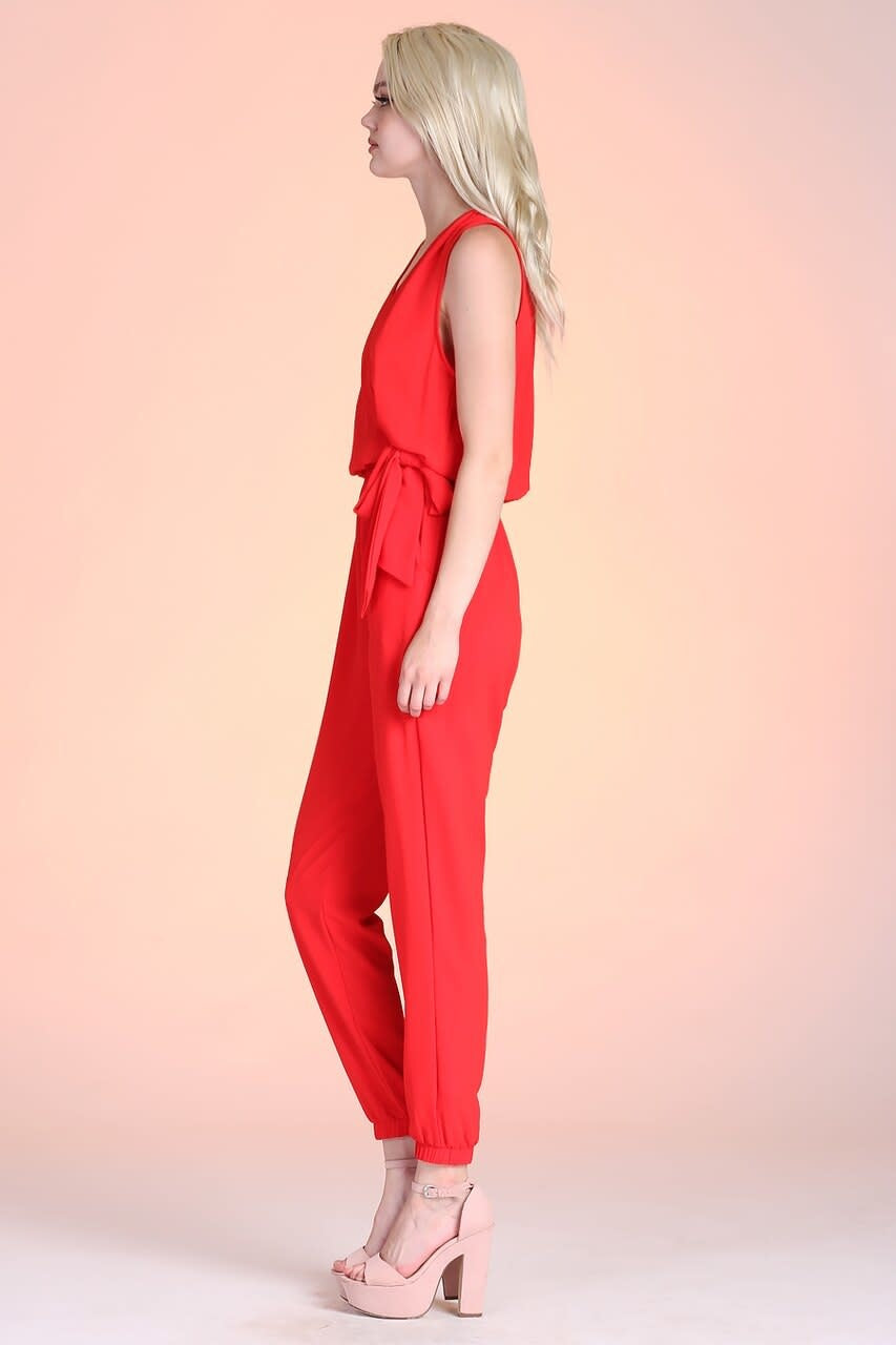 Tyche Textured Wrap Jumpsuit