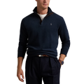 Long-Sleeve Double Knit Jersey 1/2 Zip Pullover W/ Suede Placket - Solid