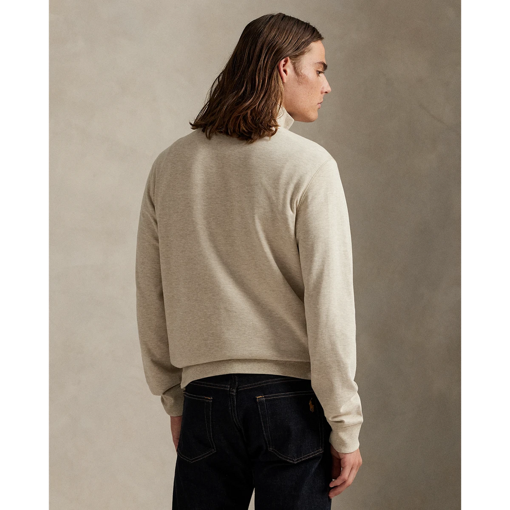 Long-Sleeve Double Knit Jersey 1/2 Zip Pullover W/ Suede Placket - Solid