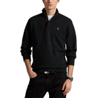 Long-Sleeve Double Knit Jersey 1/2 Zip Pullover W/ Suede Placket - Solid
