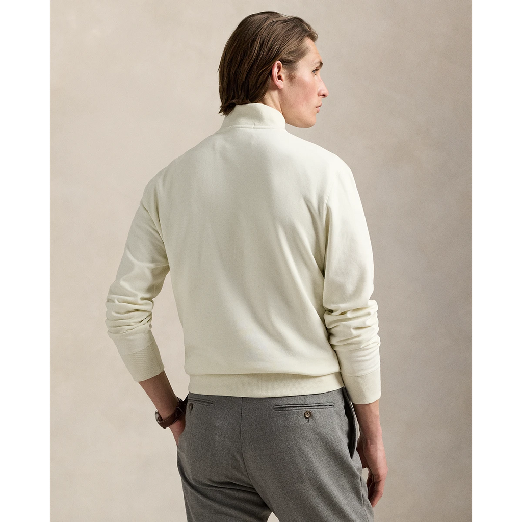 Long-Sleeve Double Knit Jersey 1/2 Zip Pullover W/ Suede Placket - Solid