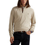 Long-Sleeve Double Knit Jersey 1/2 Zip Pullover W/ Suede Placket - Solid