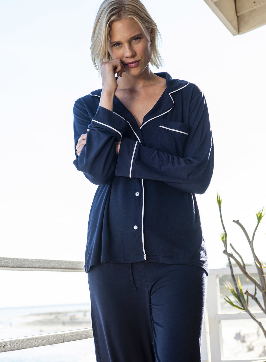 Barefoot Dreams - Luxe Milk Jersey Piped PJ Set