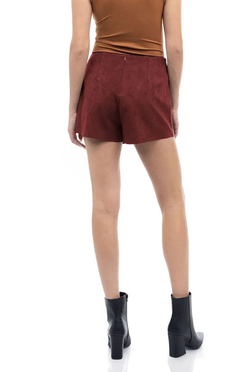 Naked Zebra Asymmetric Front Panel Faux Suede Skort