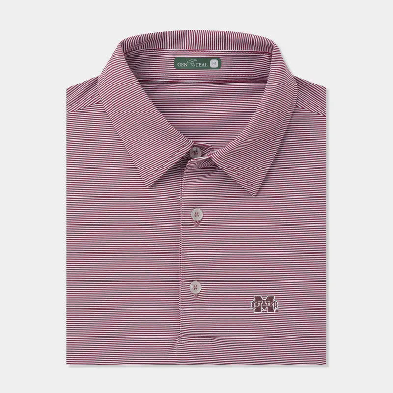 GenTeal Apparel Mississippi State Club Pinstripe Performance Polo