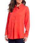 Multiples Hi-Low Side Button Shirt