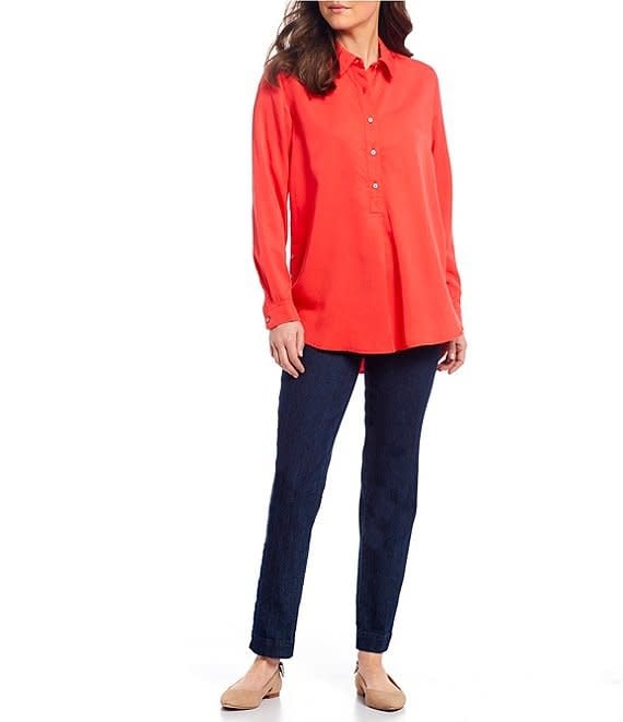 Multiples Hi-Low Side Button Shirt