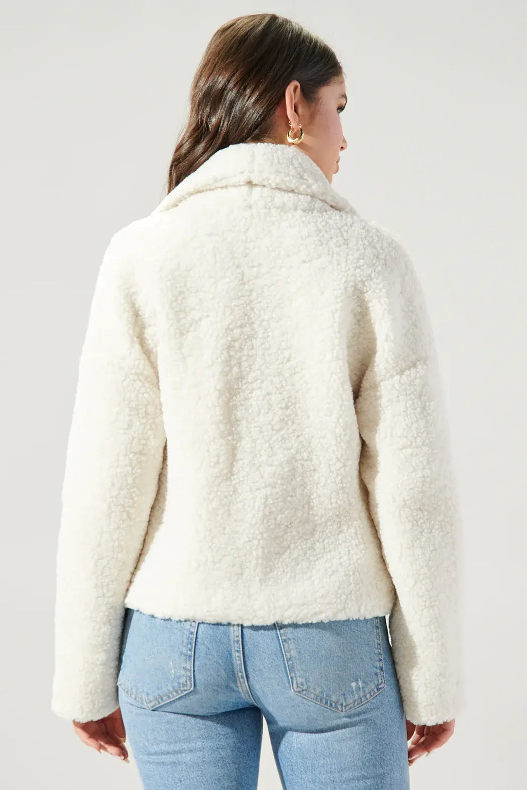 Sugarlips Edwina Faux Sherpa Shawl Collar Jacket