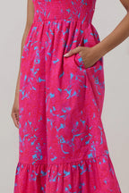 Sugarlips Delina Floral Patte Tiered Midi Dress