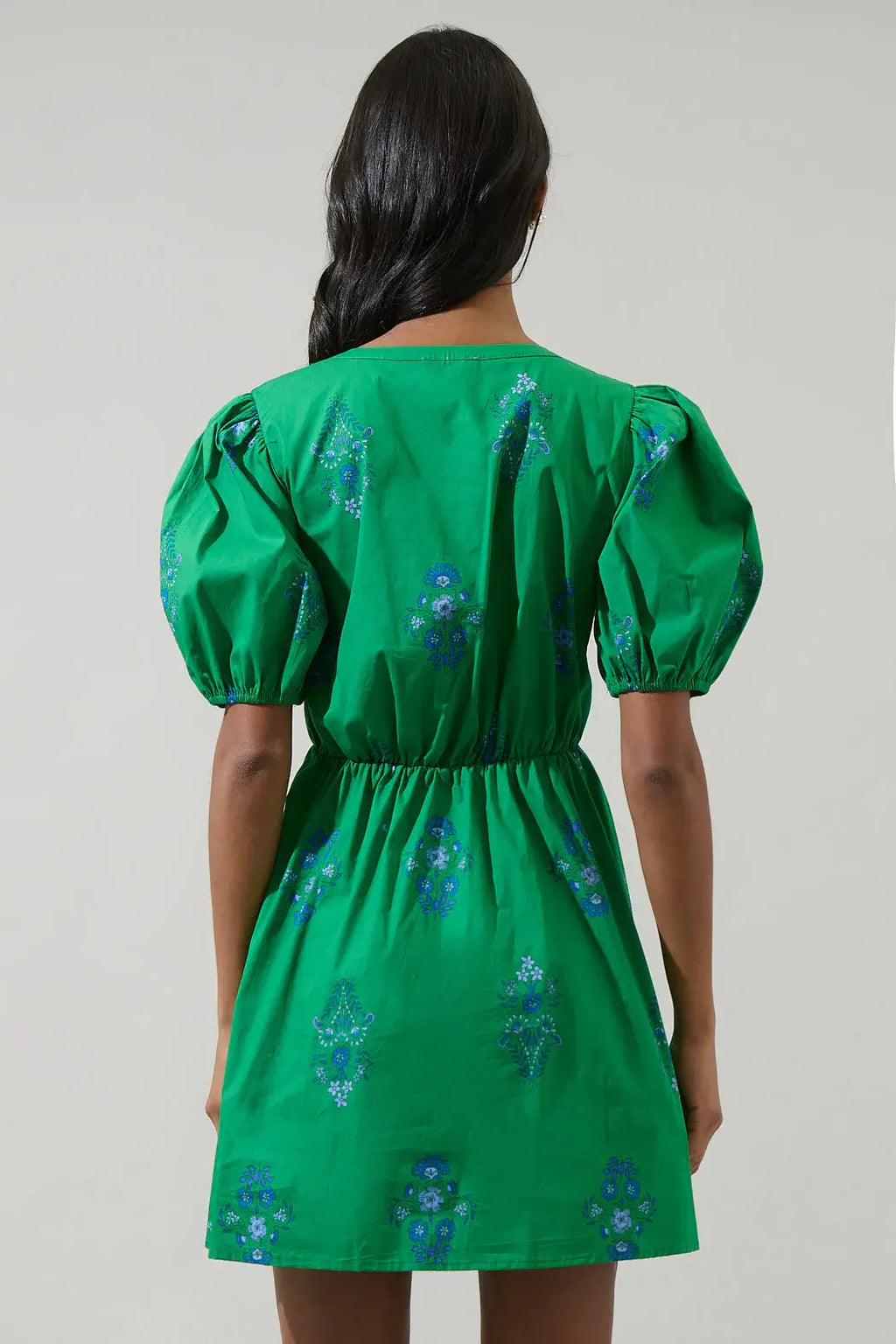 Sugarlips Halina Floral Alba Puff Sleeve Mini Dress