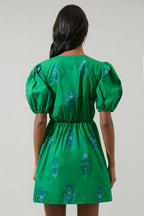 Sugarlips Halina Floral Alba Puff Sleeve Mini Dress
