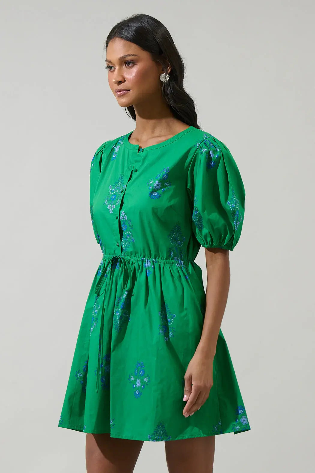 Sugarlips Halina Floral Alba Puff Sleeve Mini Dress