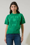 Sugarlips Winsley Floral Embroidered Sweater Top