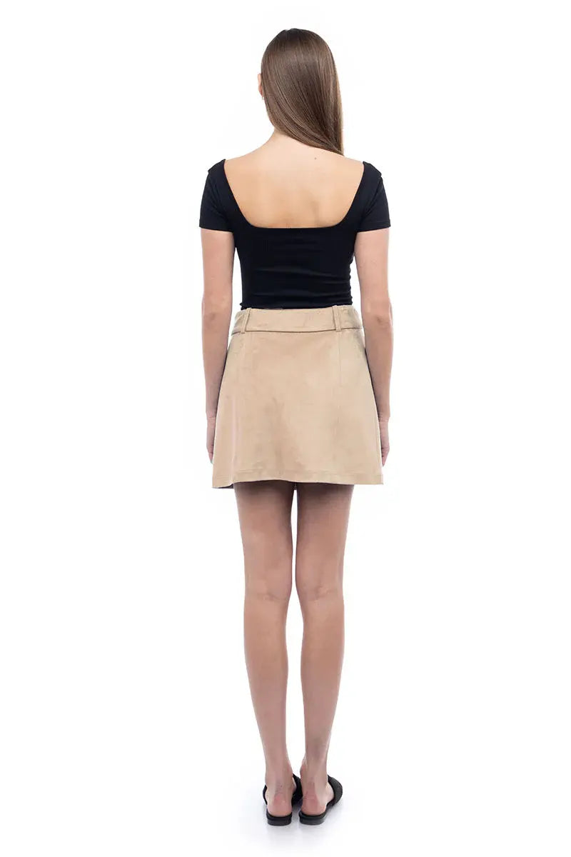 Naked Zebra Faux Suede Mini Belted Skirt