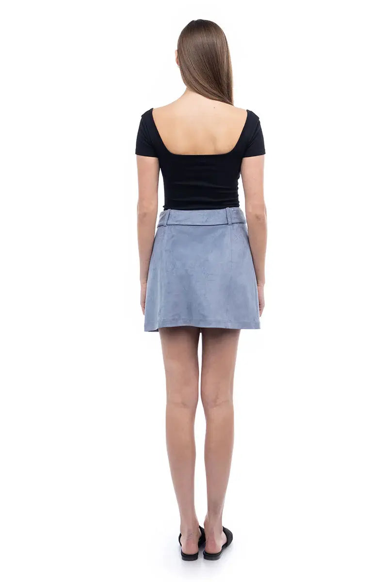 Naked Zebra Faux Suede Mini Belted Skirt