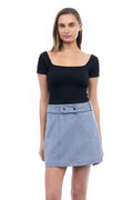 Naked Zebra Faux Suede Mini Belted Skirt