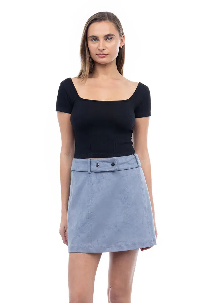 Naked Zebra Faux Suede Mini Belted Skirt