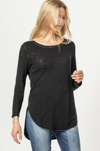 Lilla P 3/4 Sleeve Shirttail Boatneck Top