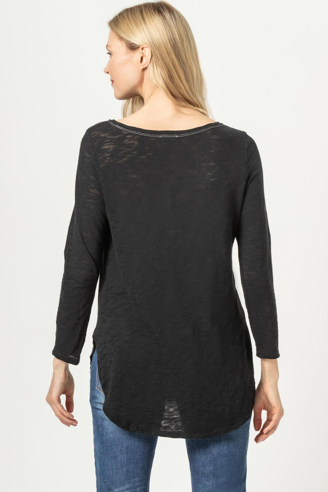Lilla P 3/4 Sleeve Shirttail Boatneck Top