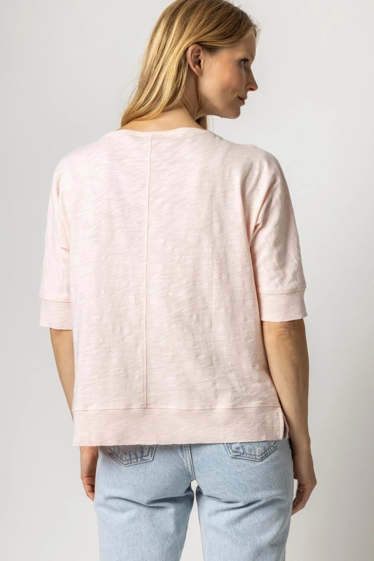 Lilla P Elbow Sleeve Pocket Boatneck Top