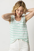 Lilla P Striped Twisted Binding Tank