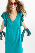 Lilla P Flutter Sleeve V-Neck Dress