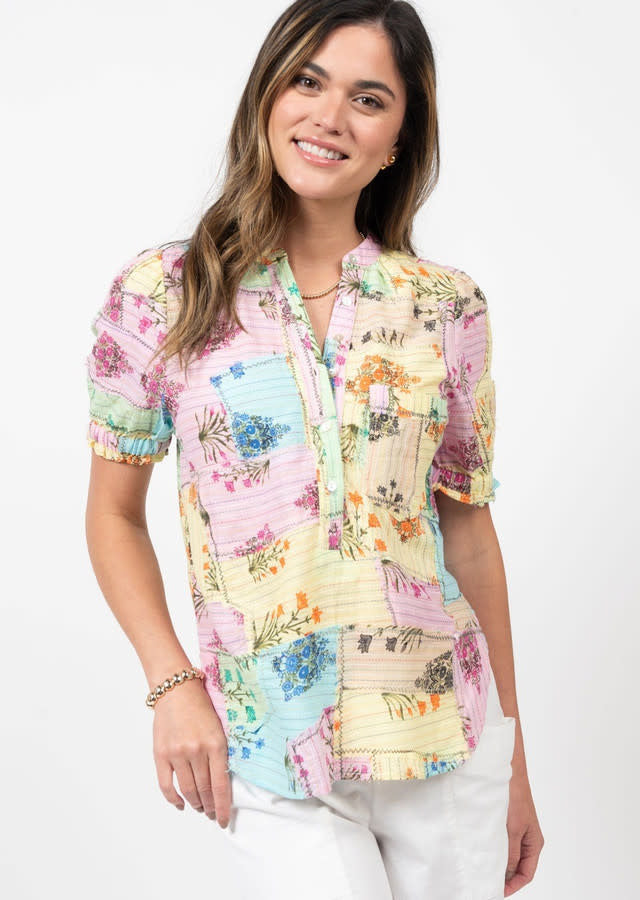 Uncle Frank Patch Floral Popover Top