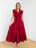 Pinch Satin Tiered Maxi Dress