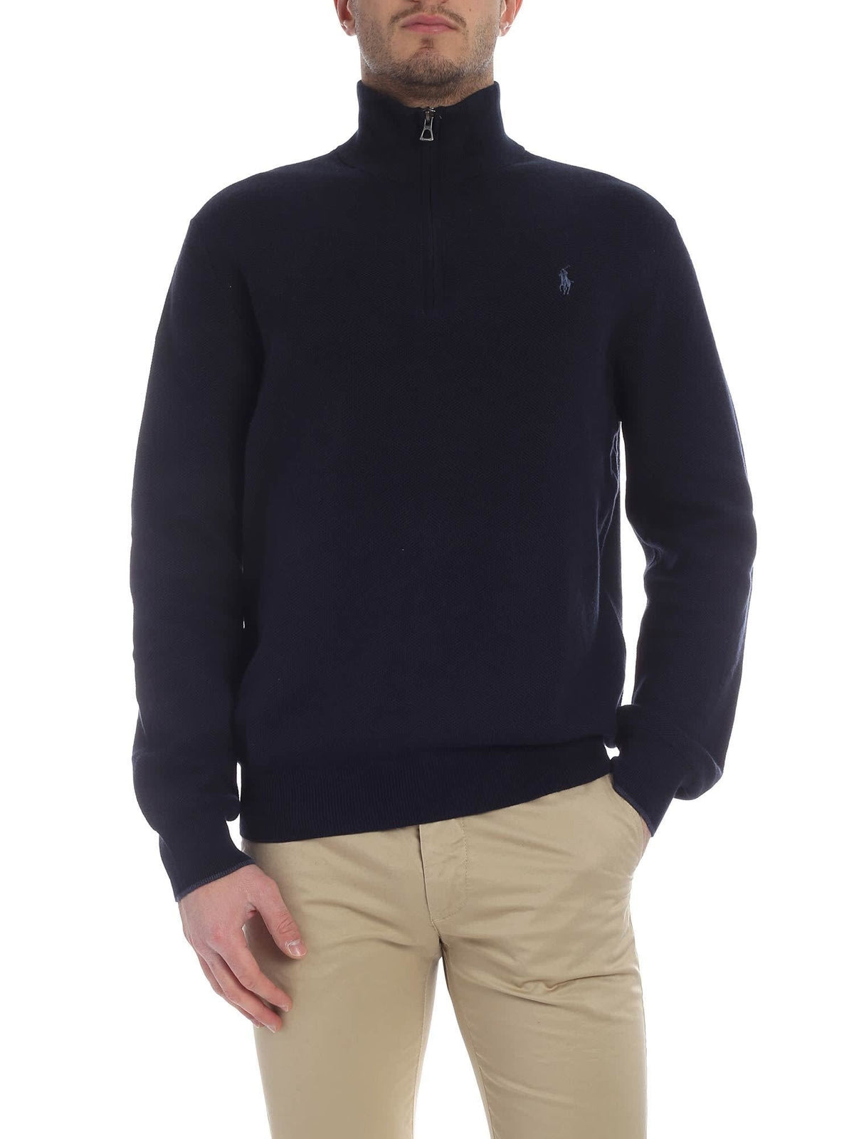 Men's Textured Pima Cotton Half Zip Sweater