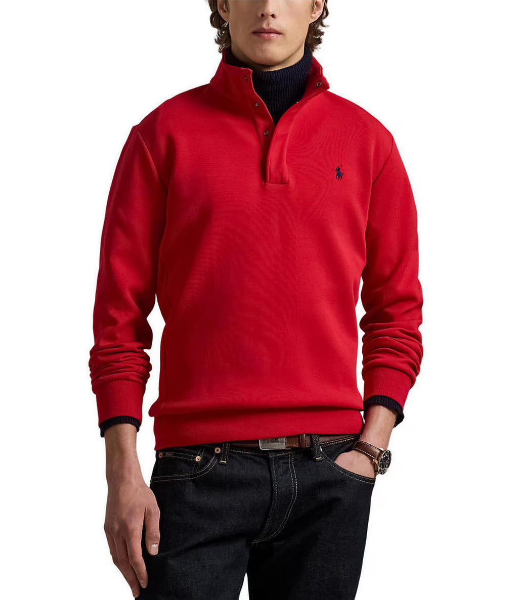 Long-Sleeve Double Knit Tech Snap Mockneck Pullover