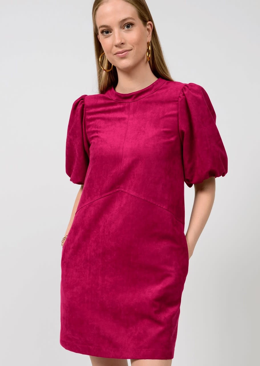 Uncle Frank Puff Sleeve Suede Dress
