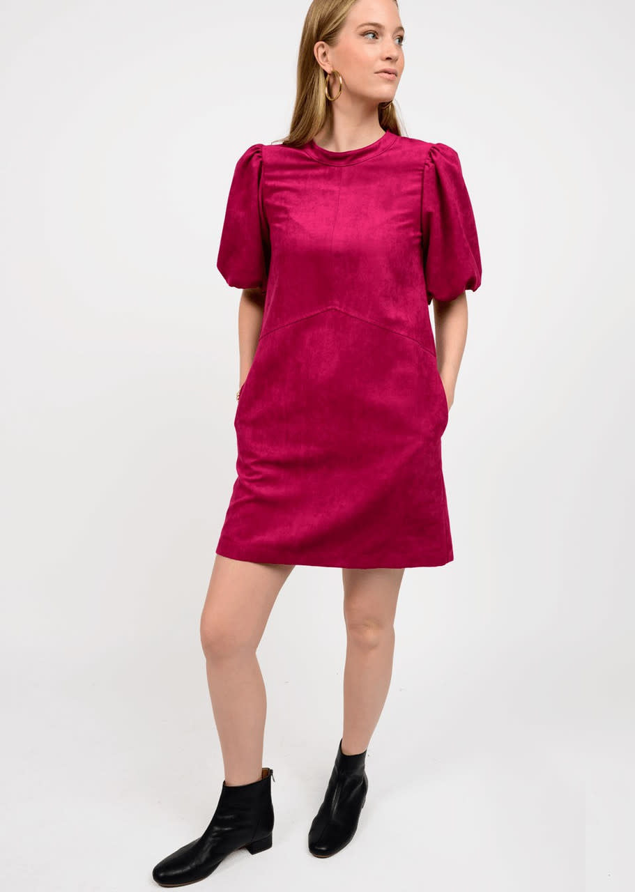 Uncle Frank Puff Sleeve Suede Dress