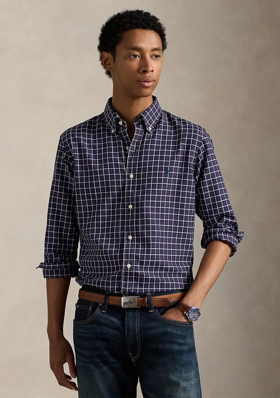 PRL Long-Sleeve Performance Oxford Sport Shirt - Plaid