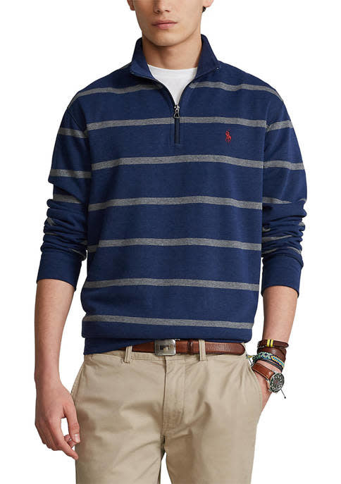 PRL Luxury Jersey Stripe Half-Zip Pullover Sweater