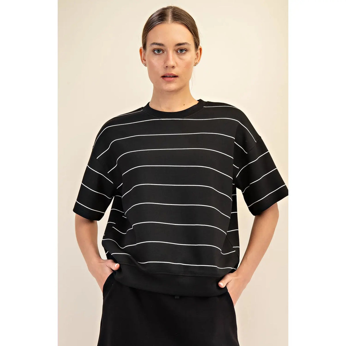 Rae Mode Modal Scuba Stripe Basic S/S Top