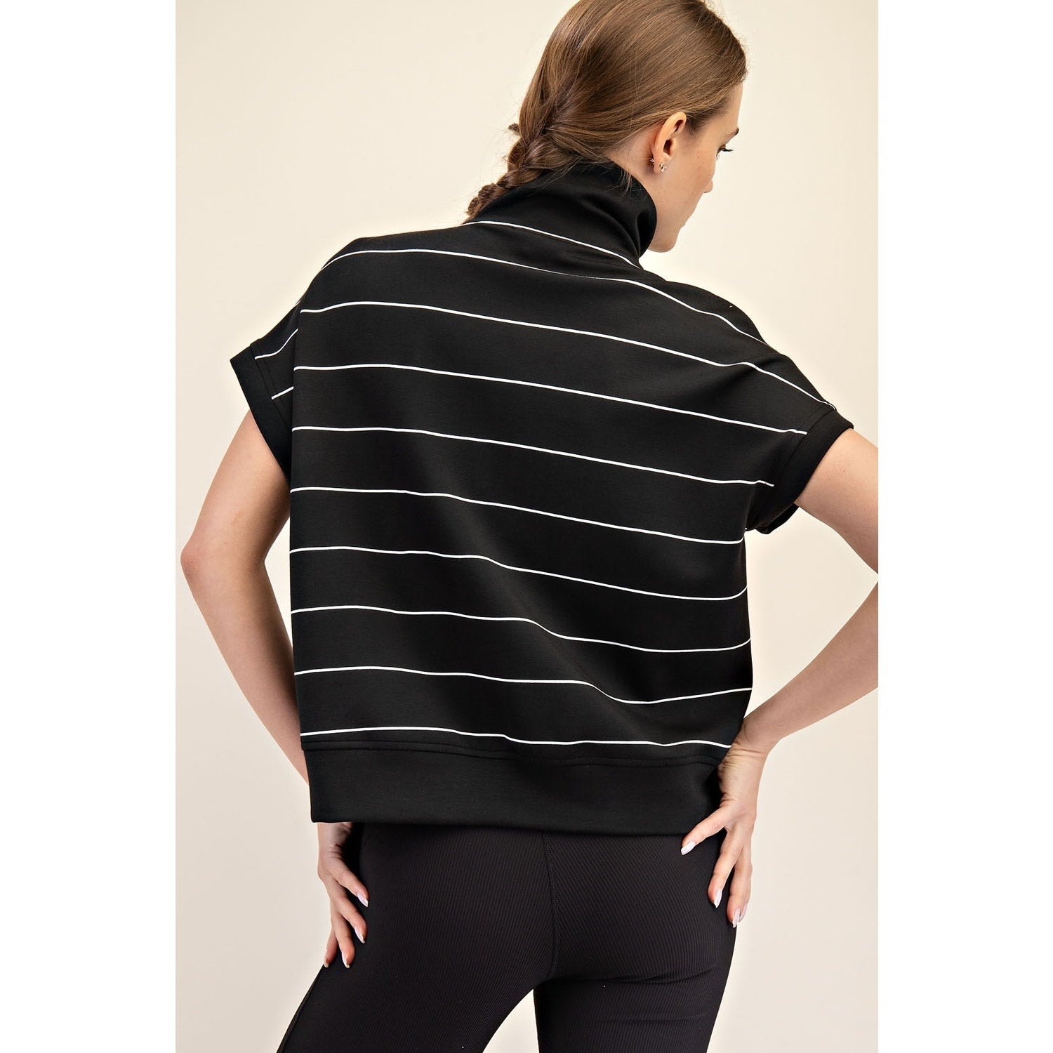 Rae Mode Modal Scuba Stripe Quarter Zip S/S Pullover