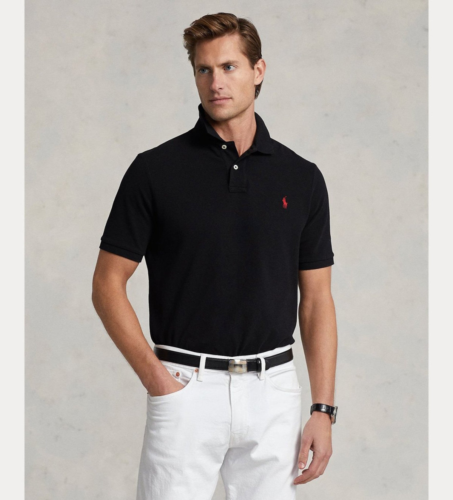 Polo Ralph Lauren Black Classic Fit Mesh Polo