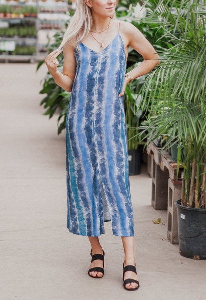 RD Style Striped Tie Dye Maxi Dress