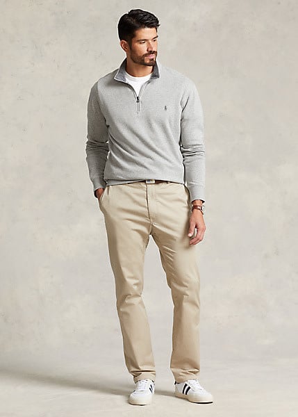 PRL Big & Tall Double-Knit Jersey 1/2 Zip Solid Pullover